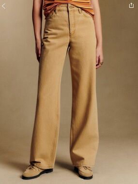 Sezane Wide-Leg High-Rise Jeans in Tan - Classic Women's Denim